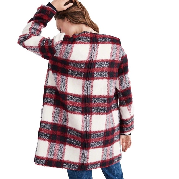 Abercrombie & Fitch Coat Women’s XS Red Plaid Wool Blend Preppy Winter - Picture 2 of 11
